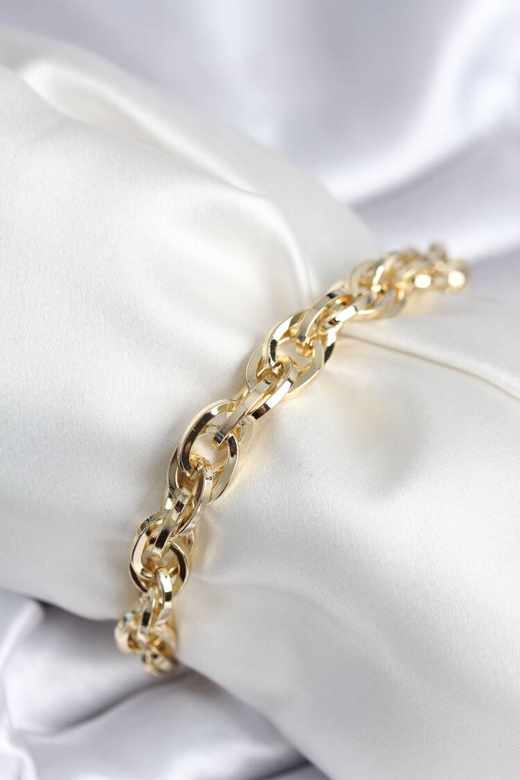 Brass Gold Color Chain Pattern Women's Bracelet - Brand: Ebijuteri - Women & Kids, Baby Clothes Wholesale - Globality Store
