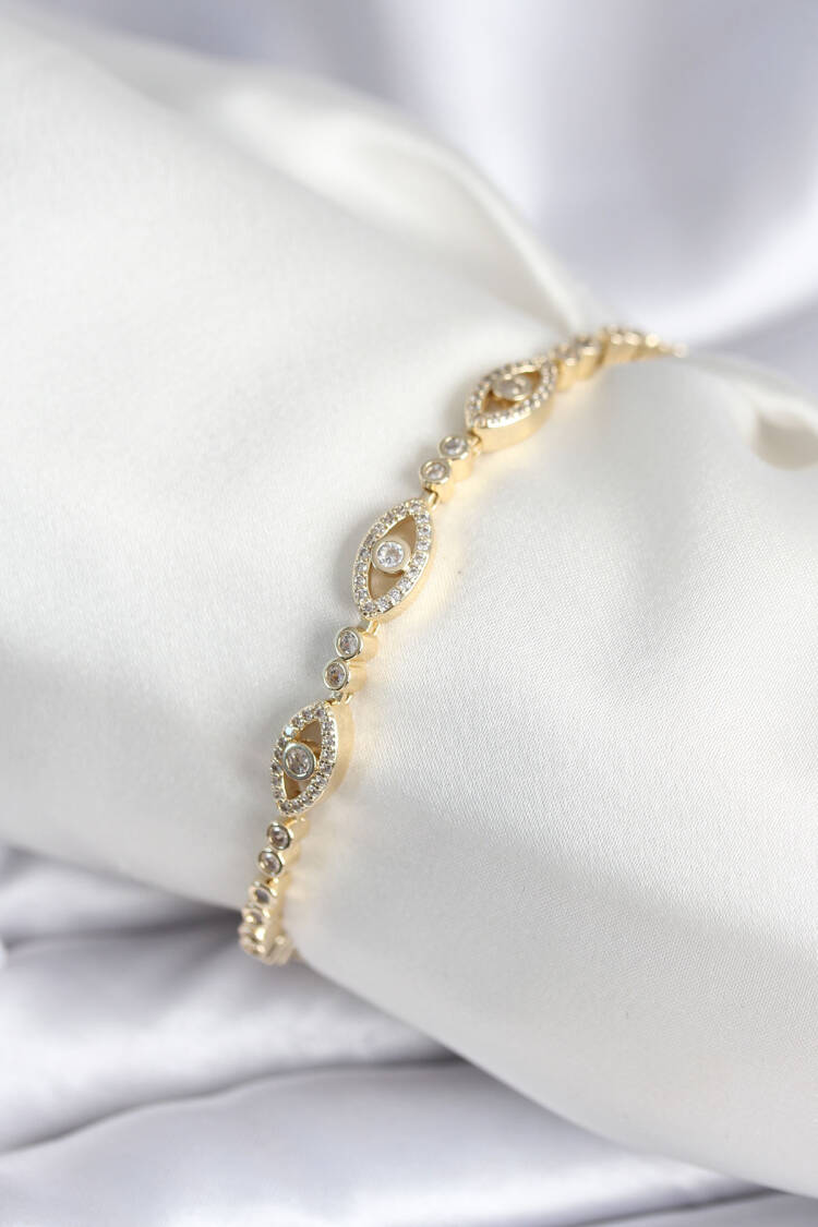 Brass Gold Color Eye Model Women's Bracelet - Brand: Ebijuteri - Women & Kids, Baby Clothes Wholesale - Globality Store