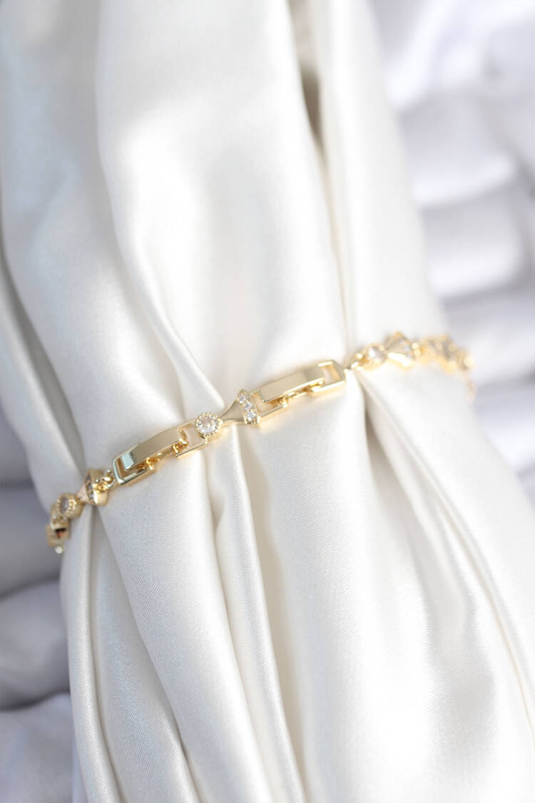 Brass Gold Color Fan Pattern Women's Bracelet