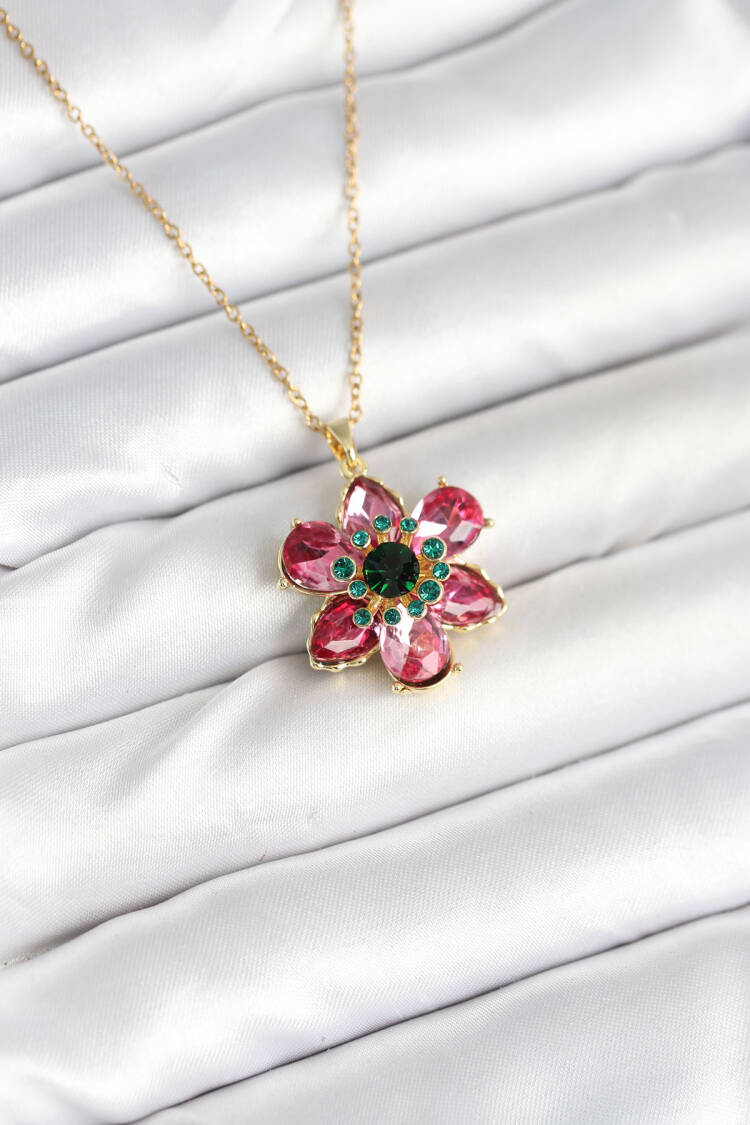 316l Steel Chain Pink Flower Model Women Necklace - Brand: Ebijuteri - Women & Kids, Baby Clothes Wholesale - Globality Store