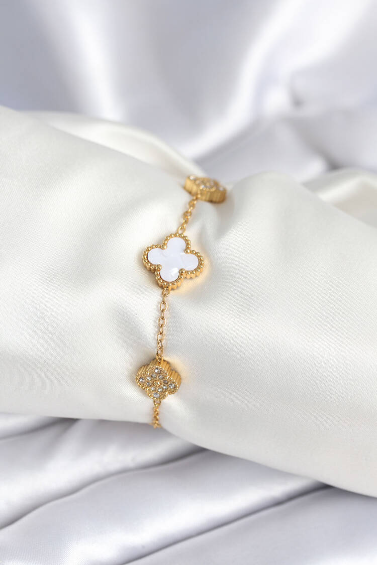 316l Steel Chain Zircon Stone Clover White Women Bracelet - Brand: Ebijuteri - Women & Kids, Baby Clothes Wholesale - Globality Store