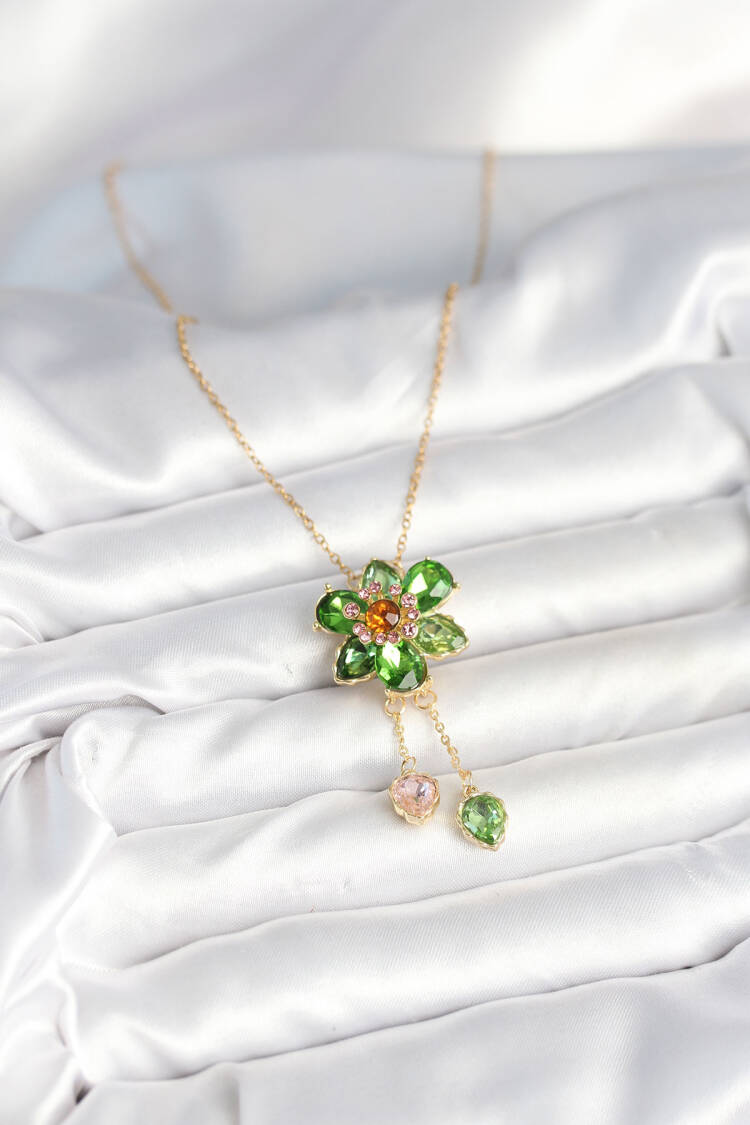 316l Steel Chain Gold Color Flower Pattern Swinging Women Necklace
