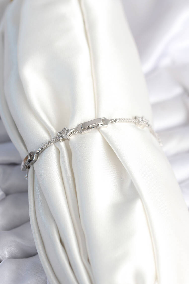 Brass Silver Color Halley Star Model Women's Bracelet