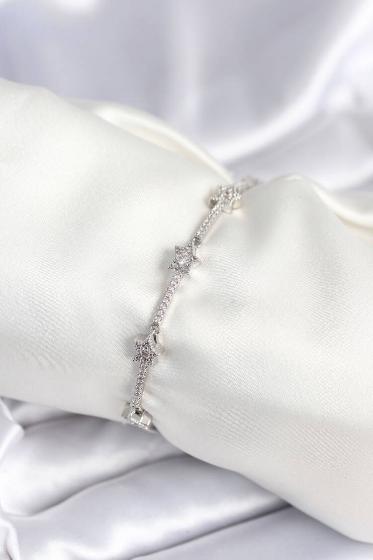 Brass Silver Color Halley Star Model Women's Bracelet - Brand: Ebijuteri - Women & Kids, Baby Clothes Wholesale - Globality Store