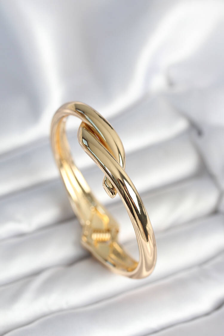 Brass Gold Color Spiral Pattern Clamp Bracelet - Brand: Ebijuteri - Women & Kids, Baby Clothes Wholesale - Globality Store