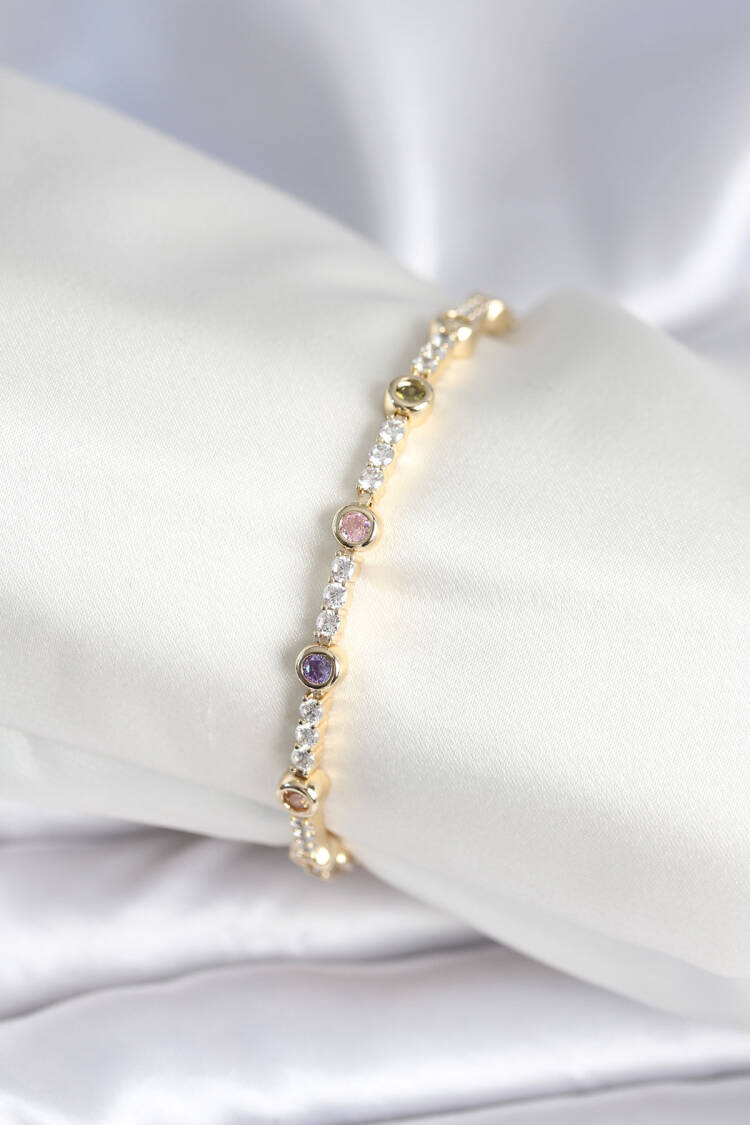 Brass Gold Color Zircon Stone Women's Bracelet - Brand: Ebijuteri - Women & Kids, Baby Clothes Wholesale - Globality Store