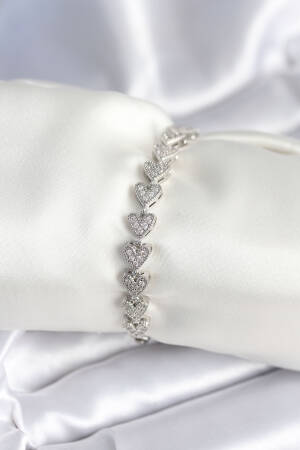 Brass Silver Color Heart Pattern Women's Bracelet - Brand: Ebijuteri - Women & Kids, Baby Clothes Wholesale - Globality Store