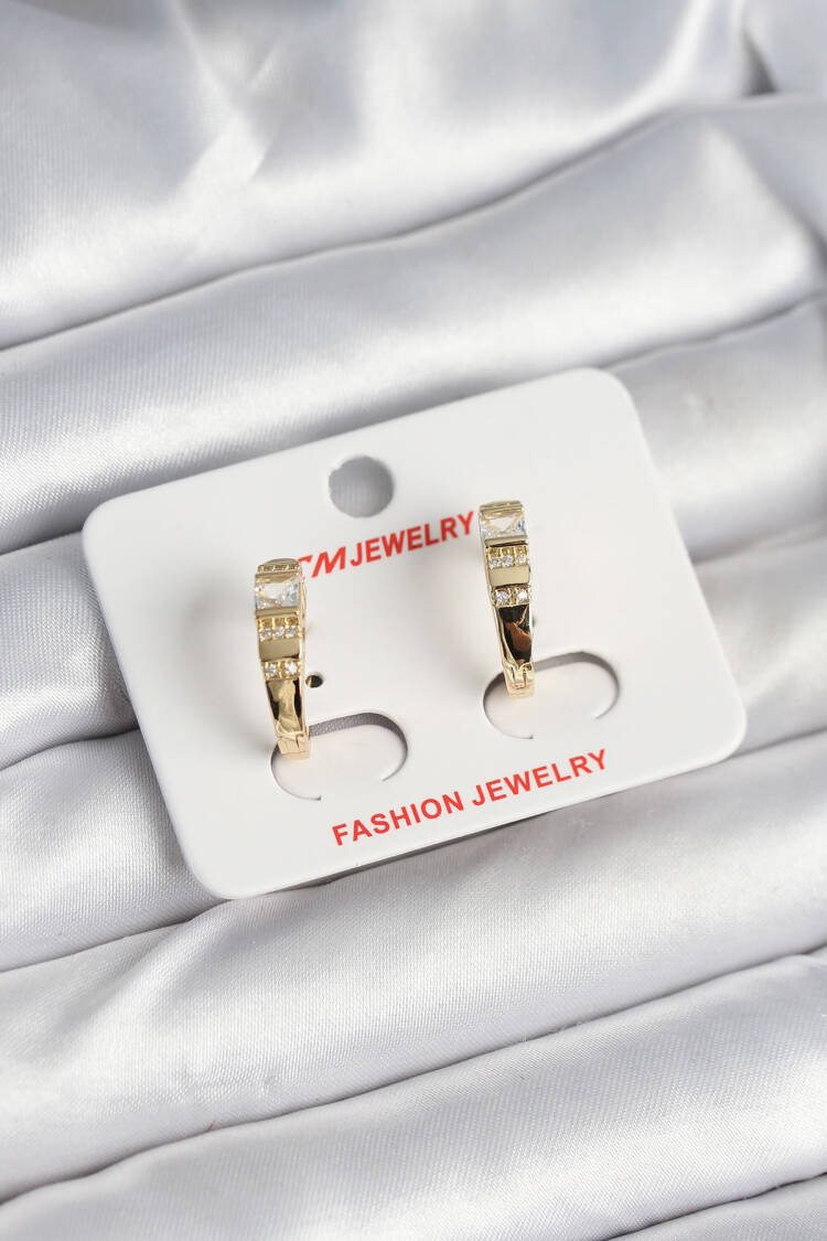Vintage Women's Earrings With Brass Gold Color Zircon Stone - Brand: Ebijuteri - Women & Kids, Baby Clothes Wholesale - Globality Store