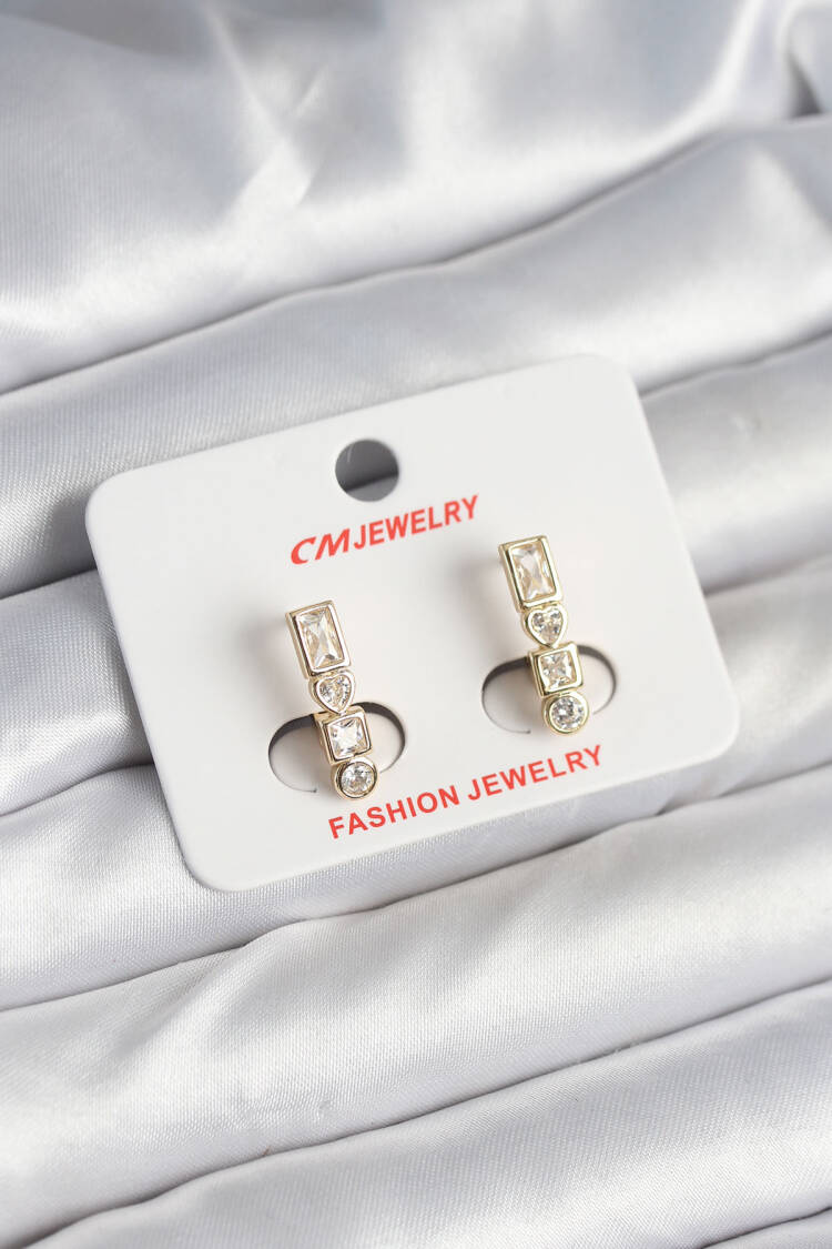 Vintage Women's Earrings With Brass Gold Color Zircon Stone - Brand: Ebijuteri - Women & Kids, Baby Clothes Wholesale - Globality Store