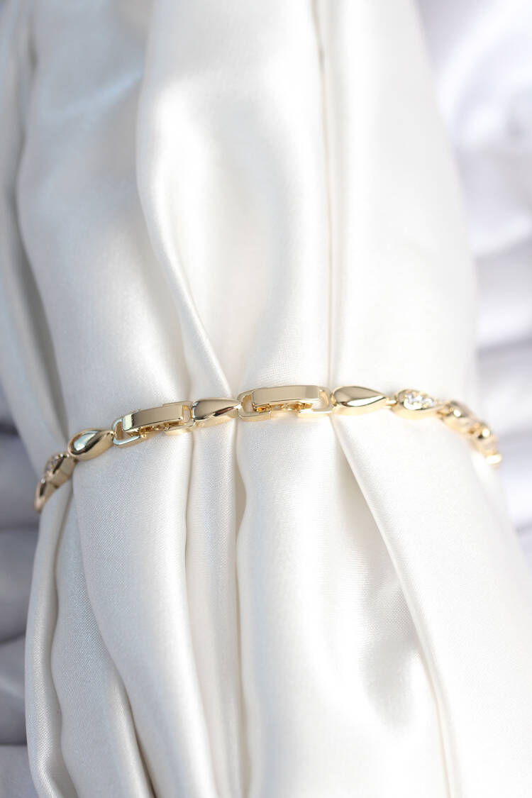 Brass Gold Color Drop Pattern Women's Bracelet