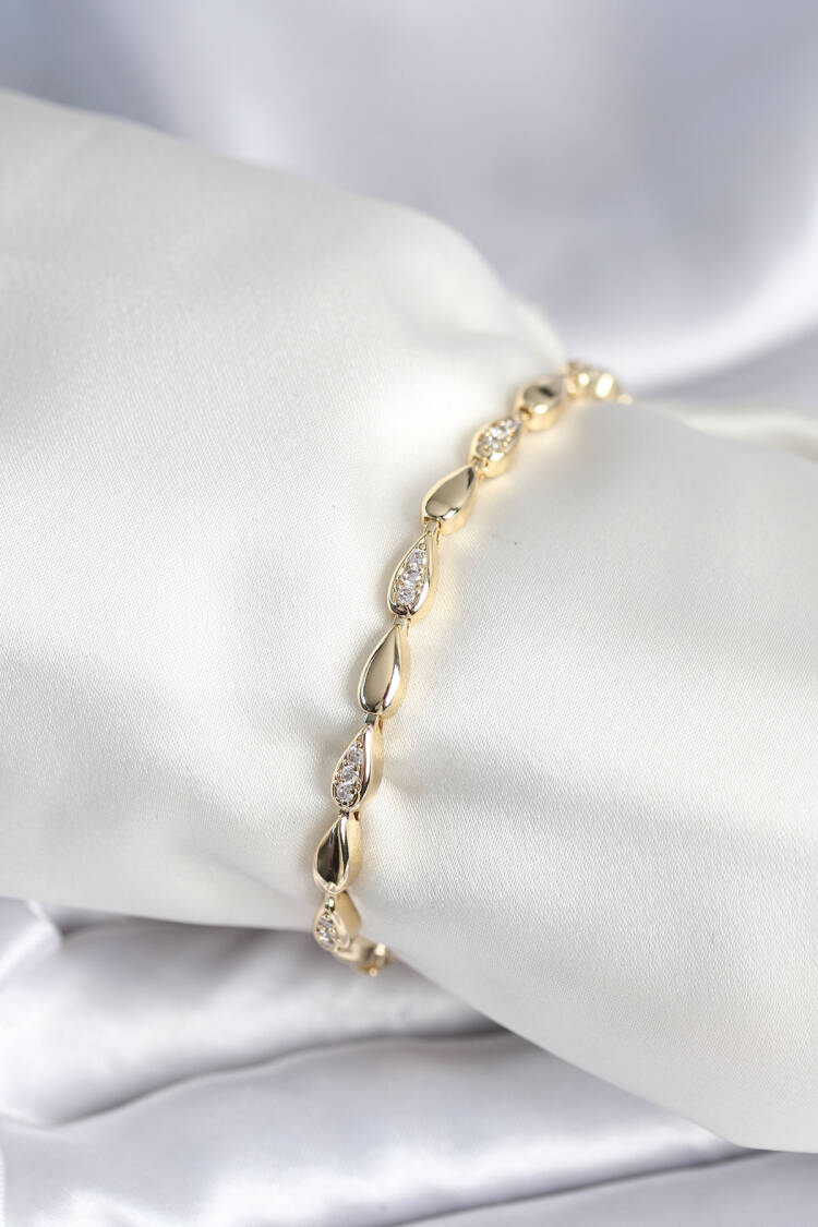 Brass Gold Color Drop Pattern Women's Bracelet - Brand: Ebijuteri - Women & Kids, Baby Clothes Wholesale - Globality Store