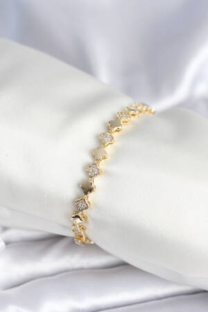 Brass Gold Color Zircon Stone Clover Pattern Women Bracelet - Brand: Ebijuteri - Women & Kids, Baby Clothes Wholesale - Globality Store