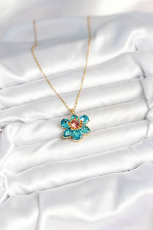 316l Steel Chain Blue Flower Model Women Necklace - Brand: Ebijuteri - Women & Kids, Baby Clothes Wholesale - Globality Store