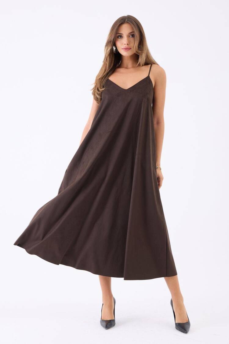 Maxi Slip Dress With V-Neck And Cap Sleeves - Brand: Fame - Women & Kids, Baby Clothes Wholesale - Globality Store