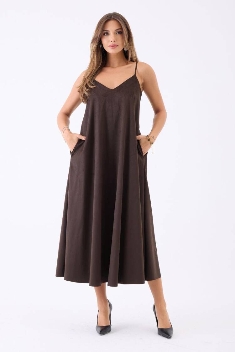 Maxi Slip Dress With V-Neck And Cap Sleeves