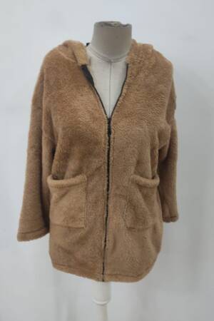 Brown Teddy Jacket With Hooded Collar And Zip Up - Brand: Janes - Women & Kids, Baby Clothes Wholesale - Globality Store