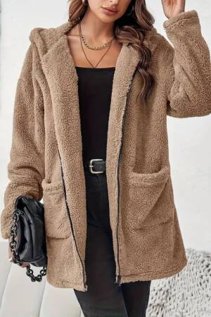 Brown Teddy Jacket With Hooded Collar And Zip Up - Brand: Janes - Women & Kids, Baby Clothes Wholesale - Globality Store