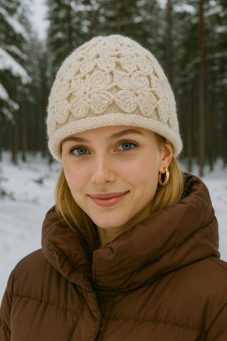 Floral Knit Detailed Knitted Beanie Over - Brand: Axesoire - Women & Kids, Baby Clothes Wholesale - Globality Store