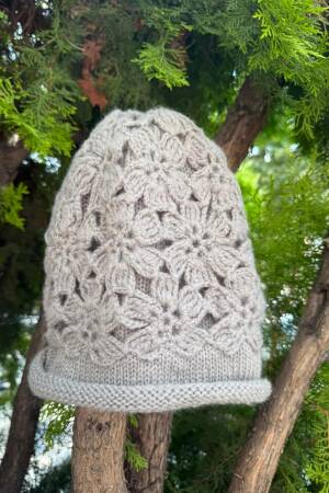 Floral Knit Detailed Knitwear Beanie Over - Brand: Axesoire - Women & Kids, Baby Clothes Wholesale - Globality Store
