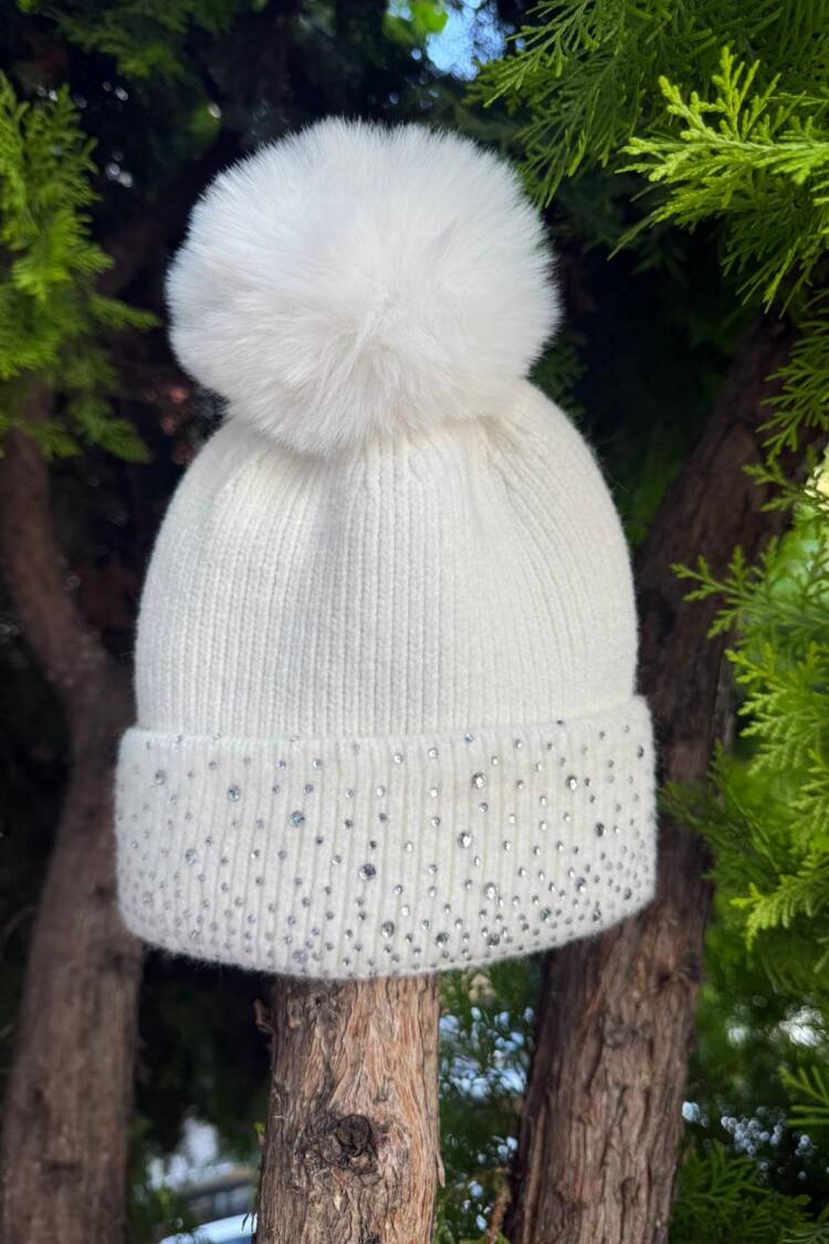 White Glam Casual Sequined Beret