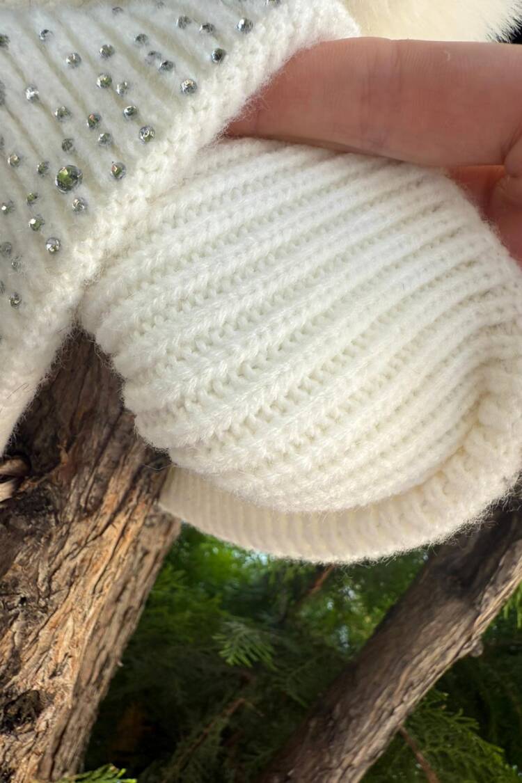White Glam Casual Sequined Beret