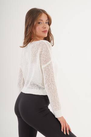 White Casual Crop Sweater With Boat Neck - Brand: Lustrin - Women & Kids, Baby Clothes Wholesale - Globality Store