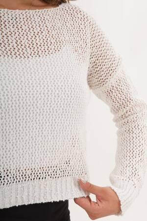 White Casual Crop Sweater With Boat Neck - Brand: Lustrin - Women & Kids, Baby Clothes Wholesale - Globality Store