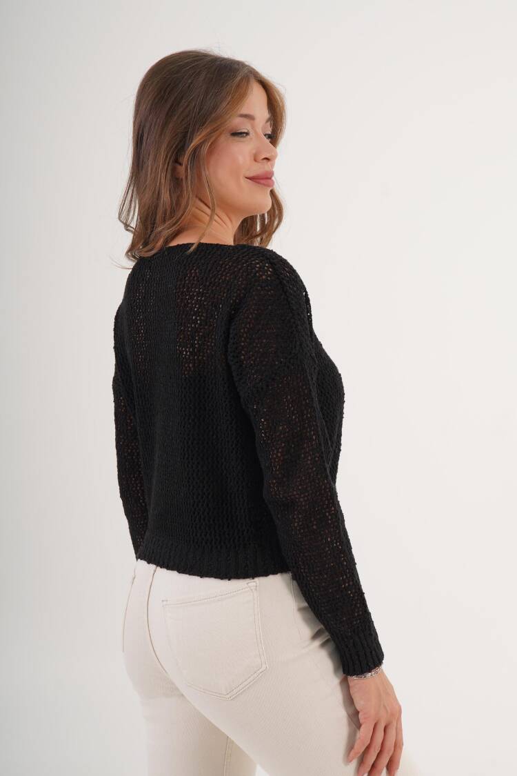 Mesh Wide Collar WholesaleKnitted Blouse