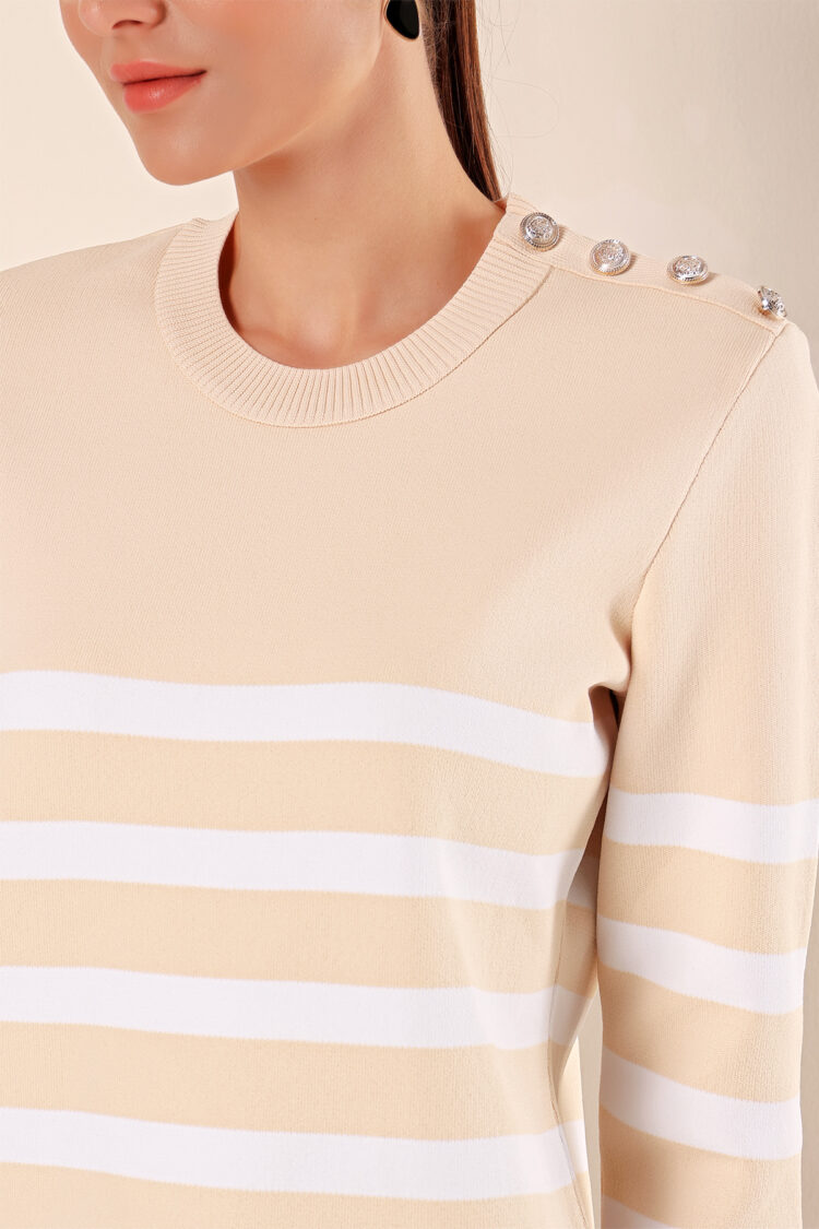 Button Detailed Striped Sweater