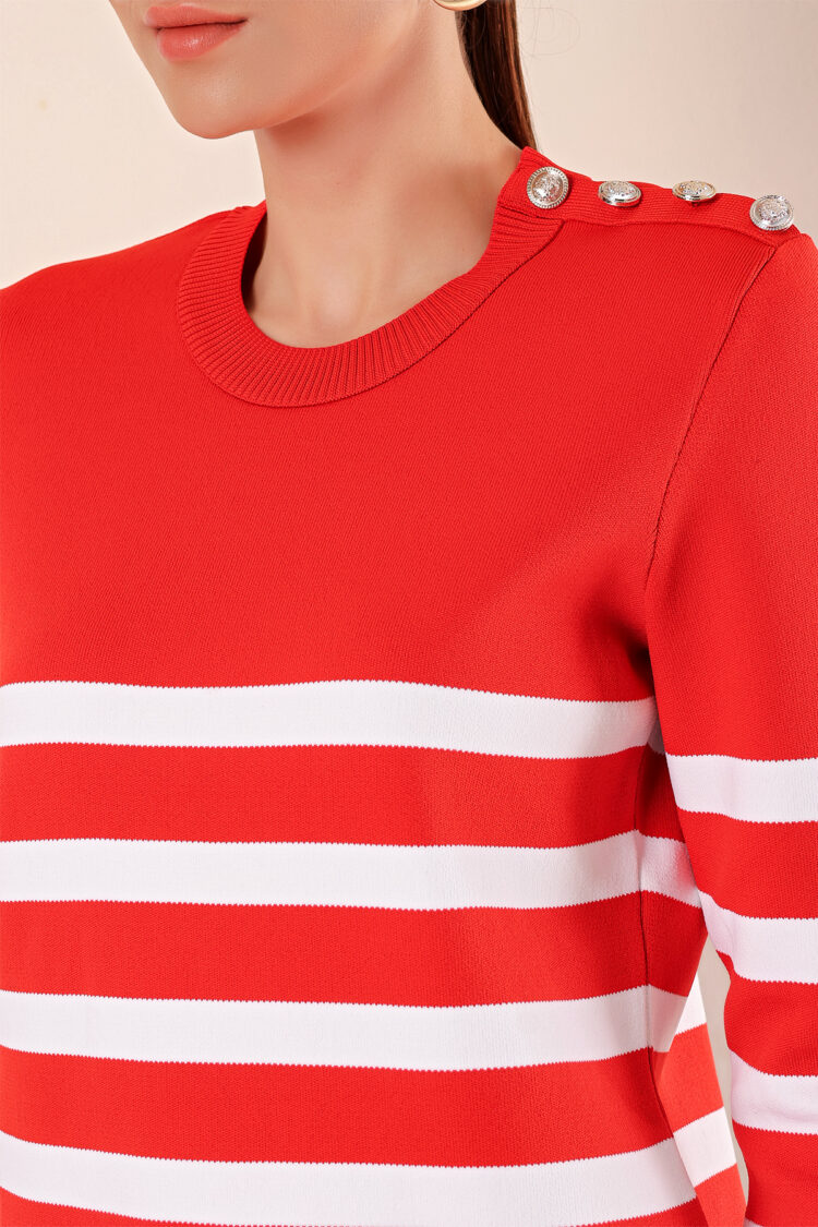 Button Detailed Striped Sweater