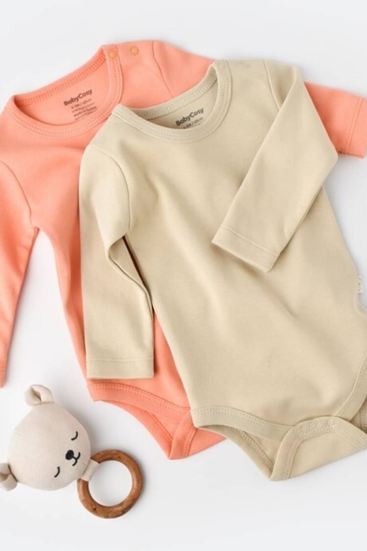 Newborn - Toptan %100 Organik Pamuk Bebek 2'li Body Baby Baby Cosy 2022-CSY3025 - Brand: BabyCosy - Women & Kids, Baby Clothes Wholesale - Globality Store