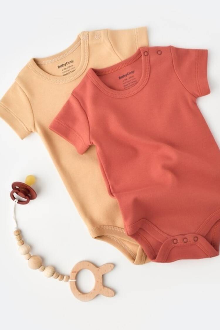 Newborn - Toptan %100 Organik Pamuk Bebek 2'li Body Baby Cosy 2022-CSY3023 - Brand: BabyCosy - Women & Kids, Baby Clothes Wholesale - Globality Store