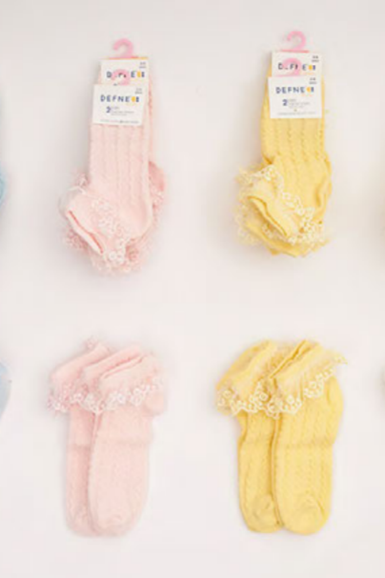 Underwear - Socks - Pajamas - Toptan 24 Çift Kız Bebe Patik Çorap (Kutu) 1064-DFN2P-K017-23(12-18) - Brand: Defne - Women & Kids, Baby Clothes Wholesale - Globality Store