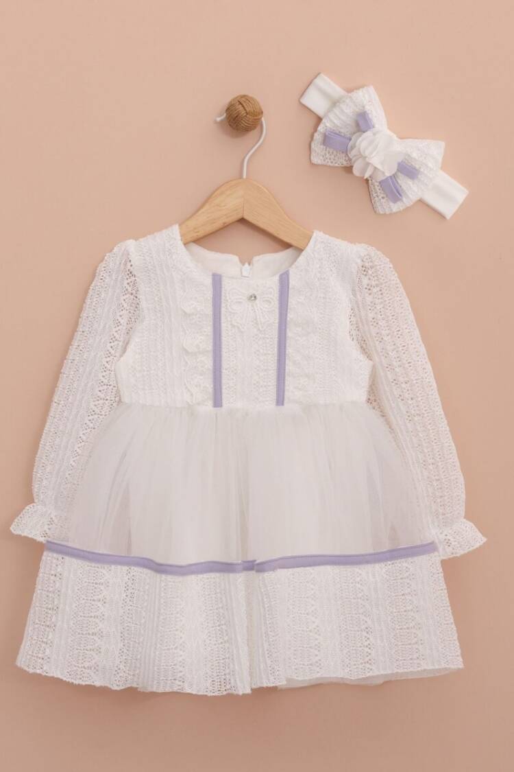Baby Dress - Toptan Bandanalı Kız Bebek Elbise 6-18M 1049-6443 - Brand: Lilax - Women & Kids, Baby Clothes Wholesale - Globality Store