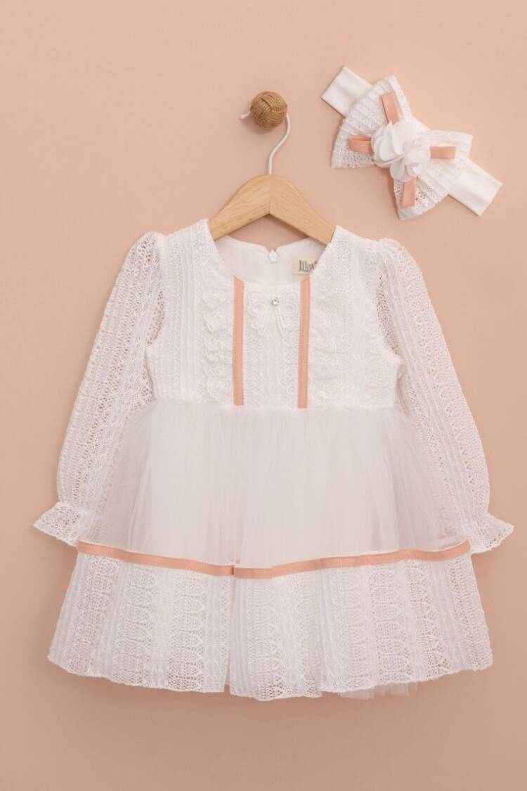 Baby Dress - Toptan Bandanalı Kız Bebek Elbise 6-18M 1049-6443 - Brand: Lilax - Women & Kids, Baby Clothes Wholesale - Globality Store