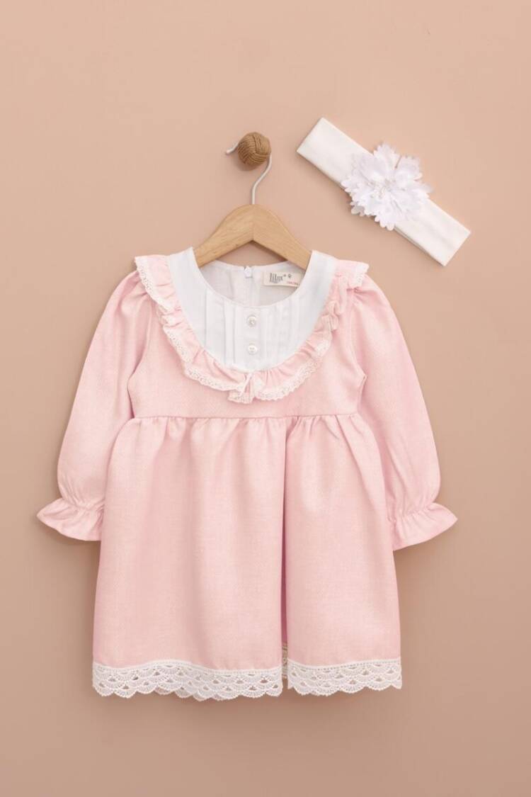 Baby Dress - Toptan Bandanalı Kız Bebek Elbise 6-18M 1049-6537 - Brand: Lilax - Women & Kids, Baby Clothes Wholesale - Globality Store