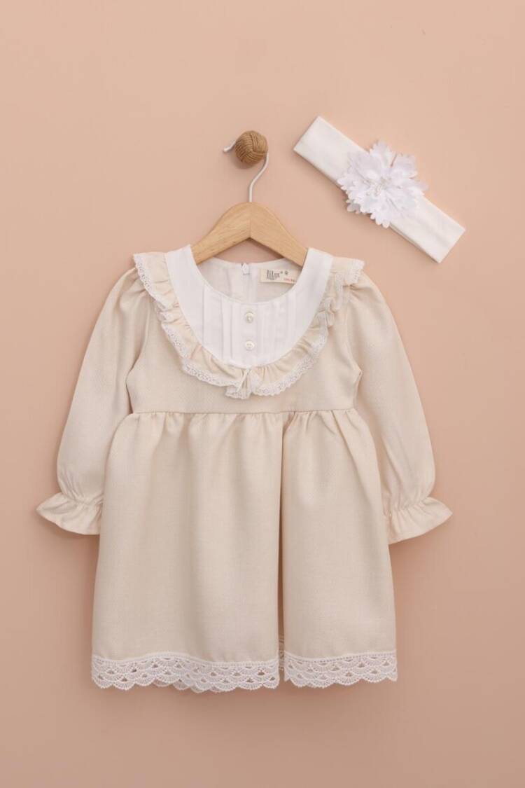 Baby Dress - Toptan Bandanalı Kız Bebek Elbise 6-18M 1049-6537 - Brand: Lilax - Women & Kids, Baby Clothes Wholesale - Globality Store