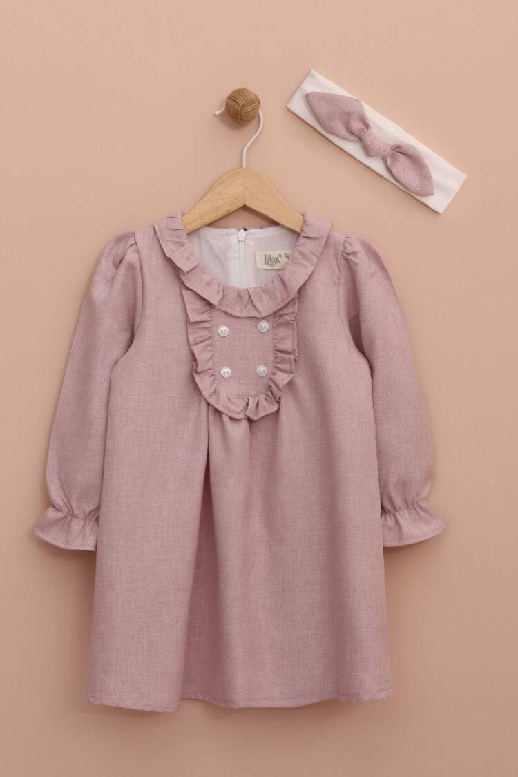 Baby Dress - Toptan Bandanalı Kız Bebek Elbise 9-24M 1049-6535 - Brand: Lilax - Women & Kids, Baby Clothes Wholesale - Globality Store