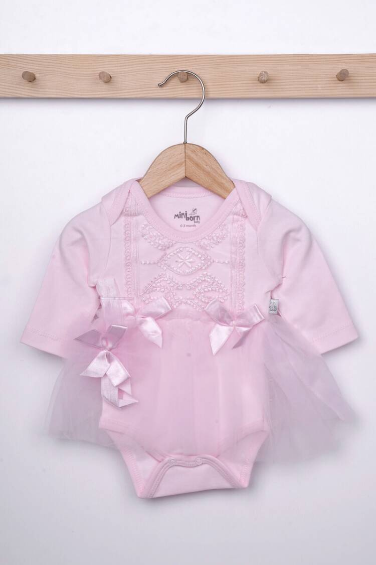 Baby Dress - Toptan Bebek 2'li Elbise ve Saç Bandı Takım 0-12M 2019-2199 - Brand: Miniborn - Women & Kids, Baby Clothes Wholesale - Globality Store