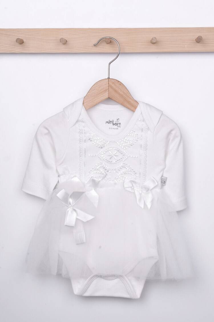 Baby Dress - Toptan Bebek 2'li Elbise ve Saç Bandı Takım 0-12M 2019-2199 - Brand: Miniborn - Women & Kids, Baby Clothes Wholesale - Globality Store