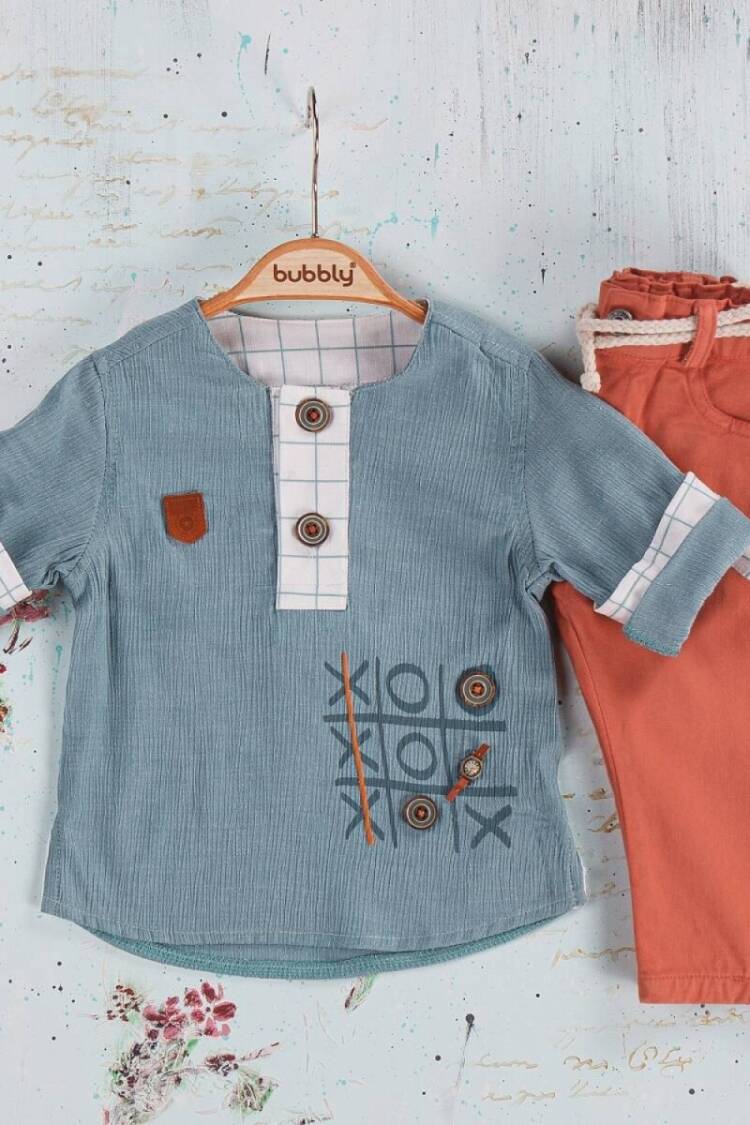 Baby Sets - Toptan Bebek 2li Gömlek Pantolon Takım 6-24M 2035-253 - Brand: Bubbly - Women & Kids, Baby Clothes Wholesale - Globality Store