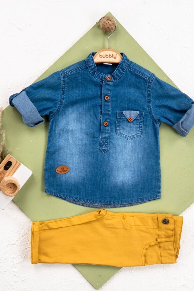 Baby Sets - Toptan Bebek 2li Gömlek ve Pantolon Takım 6-24M 2035-452 - Brand: Bubbly - Women & Kids, Baby Clothes Wholesale - Globality Store