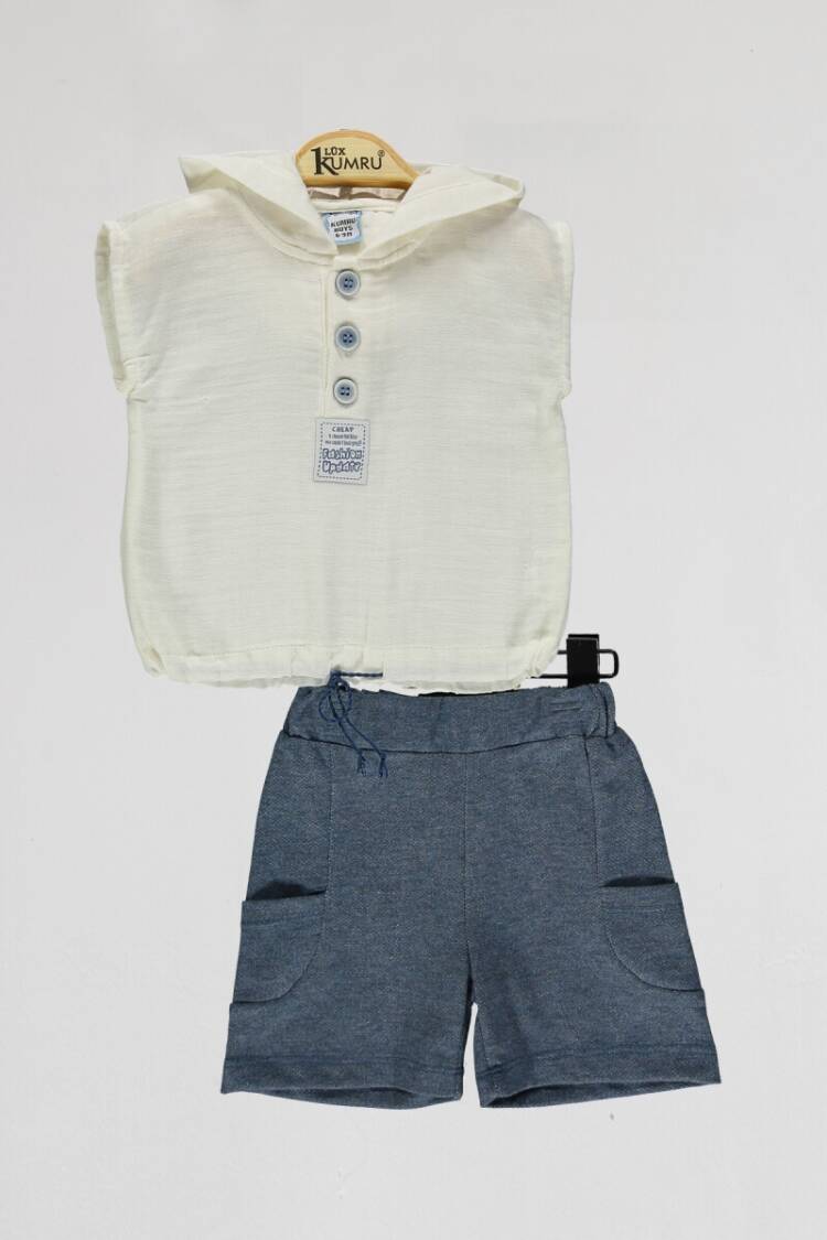 Baby Tops - Toptan Bebek 2'li Gömlek ve Şort Takım 6-18M 1075-4112 - Brand: Kumru Bebe - Women & Kids, Baby Clothes Wholesale - Globality Store