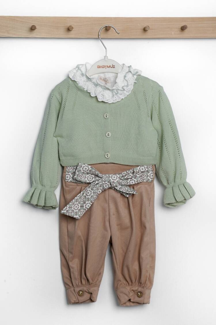 Baby Sets - Toptan Bebek 3'lü Bluz Hırka ve Pantolon Takım 6-18M 2009-5121 - Brand: Babymuz - Women & Kids, Baby Clothes Wholesale - Globality Store