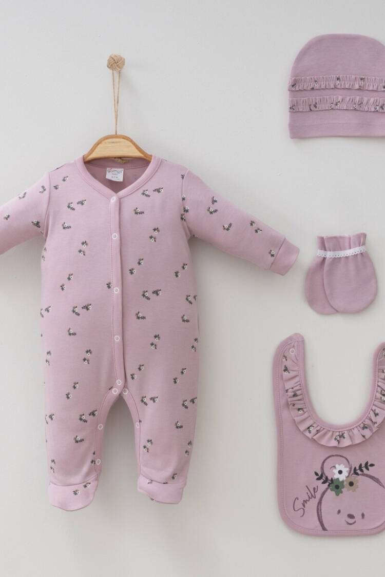 Newborn - Toptan Bebek 4'lü Yenidoğan Takımı 0-3M 2043-0086 - Brand: Gümüş Baby - Women & Kids, Baby Clothes Wholesale - Globality Store