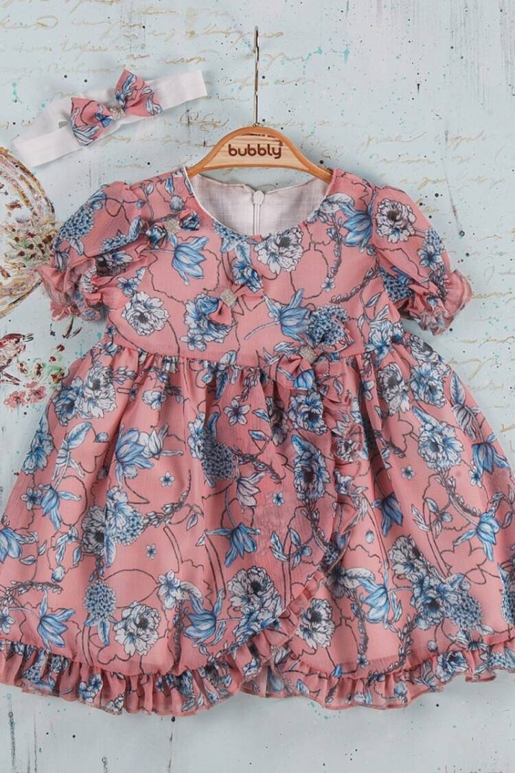 Baby Dress - Toptan Bebek Çiçek Baskılı Elbise 6-24M 2035-853 - Brand: Bubbly - Women & Kids, Baby Clothes Wholesale - Globality Store