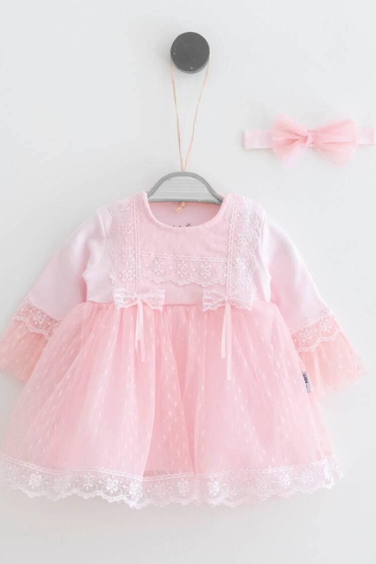 Baby Dress - Toptan Bebek Elbise ve Saç Bandanası Takım 0-12M 2019-2201 - Brand: Miniborn - Women & Kids, Baby Clothes Wholesale - Globality Store