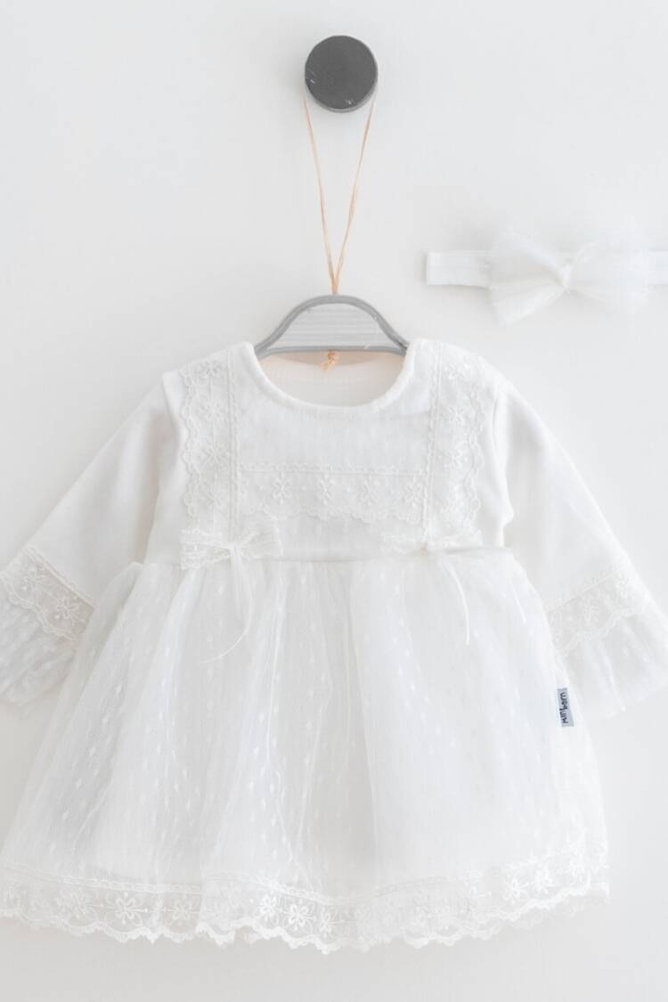 Baby Dress - Toptan Bebek Elbise ve Saç Bandanası Takım 0-12M 2019-2201 - Brand: Miniborn - Women & Kids, Baby Clothes Wholesale - Globality Store