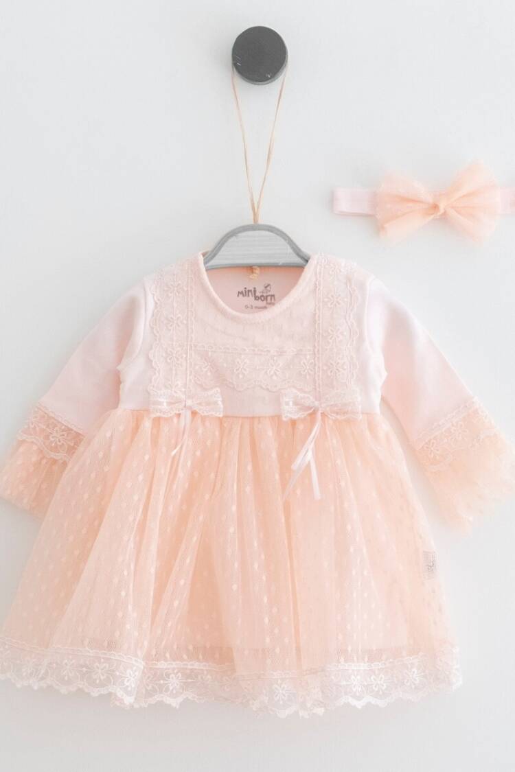 Baby Dress - Toptan Bebek Elbise ve Saç Bandanası Takım 0-12M 2019-2201 - Brand: Miniborn - Women & Kids, Baby Clothes Wholesale - Globality Store