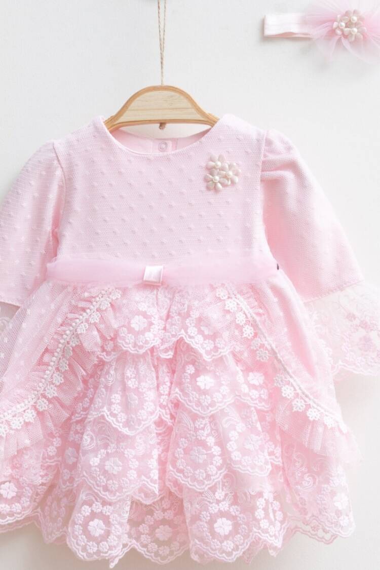 Baby Dress - Toptan Bebek Elbise ve Saç Bandanası Takım 0-12M 2019-3030 - Brand: Miniborn - Women & Kids, Baby Clothes Wholesale - Globality Store